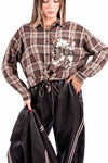 Camicia Quadri Tartan con Taschino Paillettes donna Miss love - 1