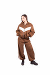 Bomber Scamosciato Tabacco con Banda a V donna Miss love - 4