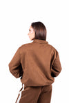 Bomber Scamosciato Tabacco con Banda a V donna Miss love - 2