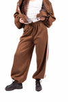 Pantaloni Jogger Scamosciati Tabacco con Banda donna Miss love - 4