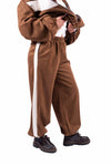 Pantaloni Jogger Scamosciati Tabacco con Banda donna Miss love - 1