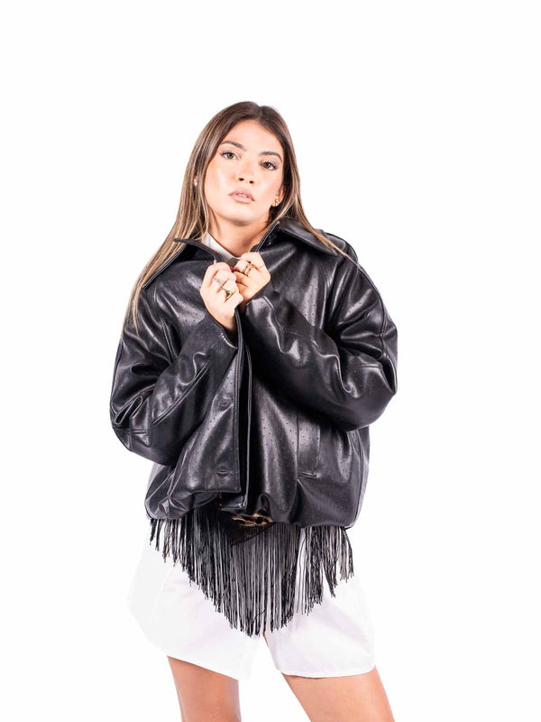 Giacca in Ecopelle Nera Matelassè da donna Miss love