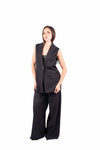 Gilet Nero Gessato con Frange donna Miss love - 1