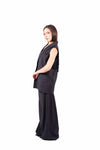 Pantaloni Wide Leg Neri Gessati donna Miss love - 4