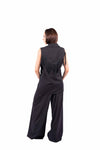 Pantaloni Wide Leg Neri Gessati donna Miss love - 6