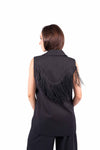 Gilet Nero Gessato con Frange donna Miss love - 4