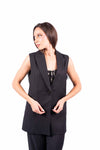 Gilet Nero Gessato con Frange donna Miss love - 6