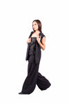 Pantaloni Wide Leg Neri Gessati donna Miss love - 5