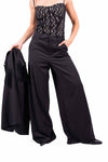 Pantaloni Wide Leg Neri Gessati donna Miss love - 1