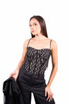 Top Corsetto in Pizzo a Rete Nero donna Miss love - 1