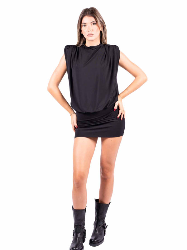 Abito Corto Nero Smanicato con Scollatura Sulla Schiena da donna Miss love