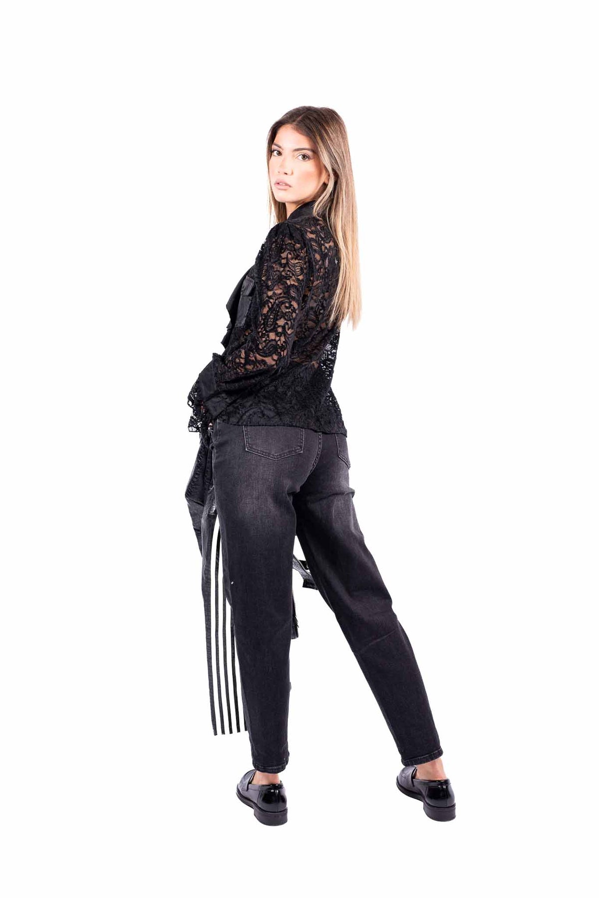 Jeans Mom Fit Nero donna Miss love - 6