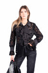 Camicia in Pizzo Trasparente Nera con Ruches donna Miss love - 1