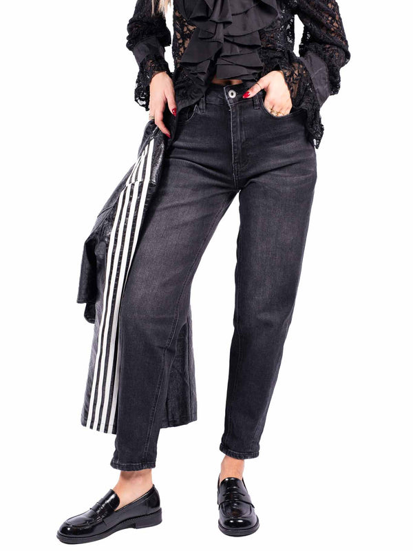 Jeans Mom Fit Nero da donna Miss love