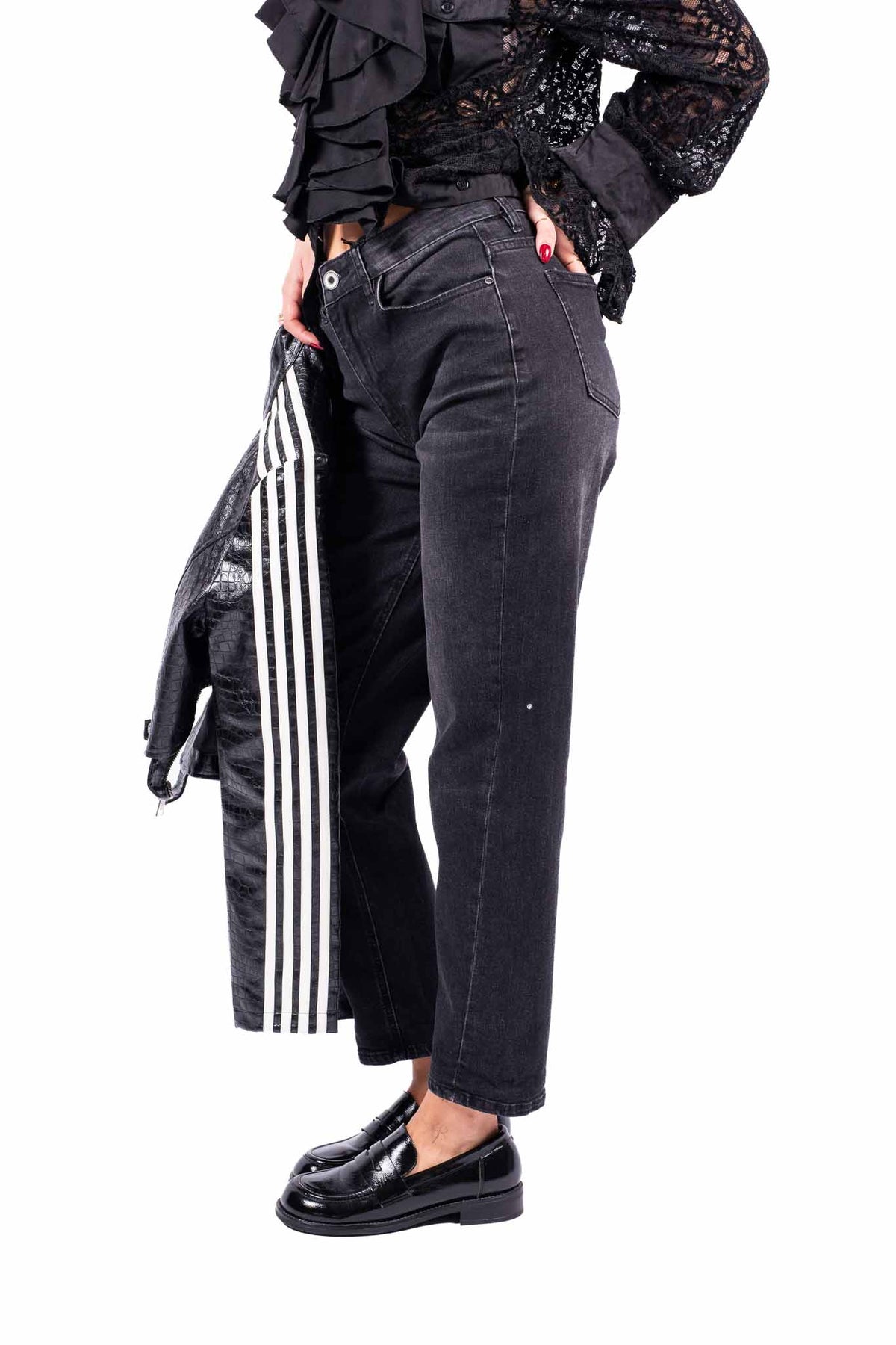 Jeans Mom Fit Nero donna Miss love - 2