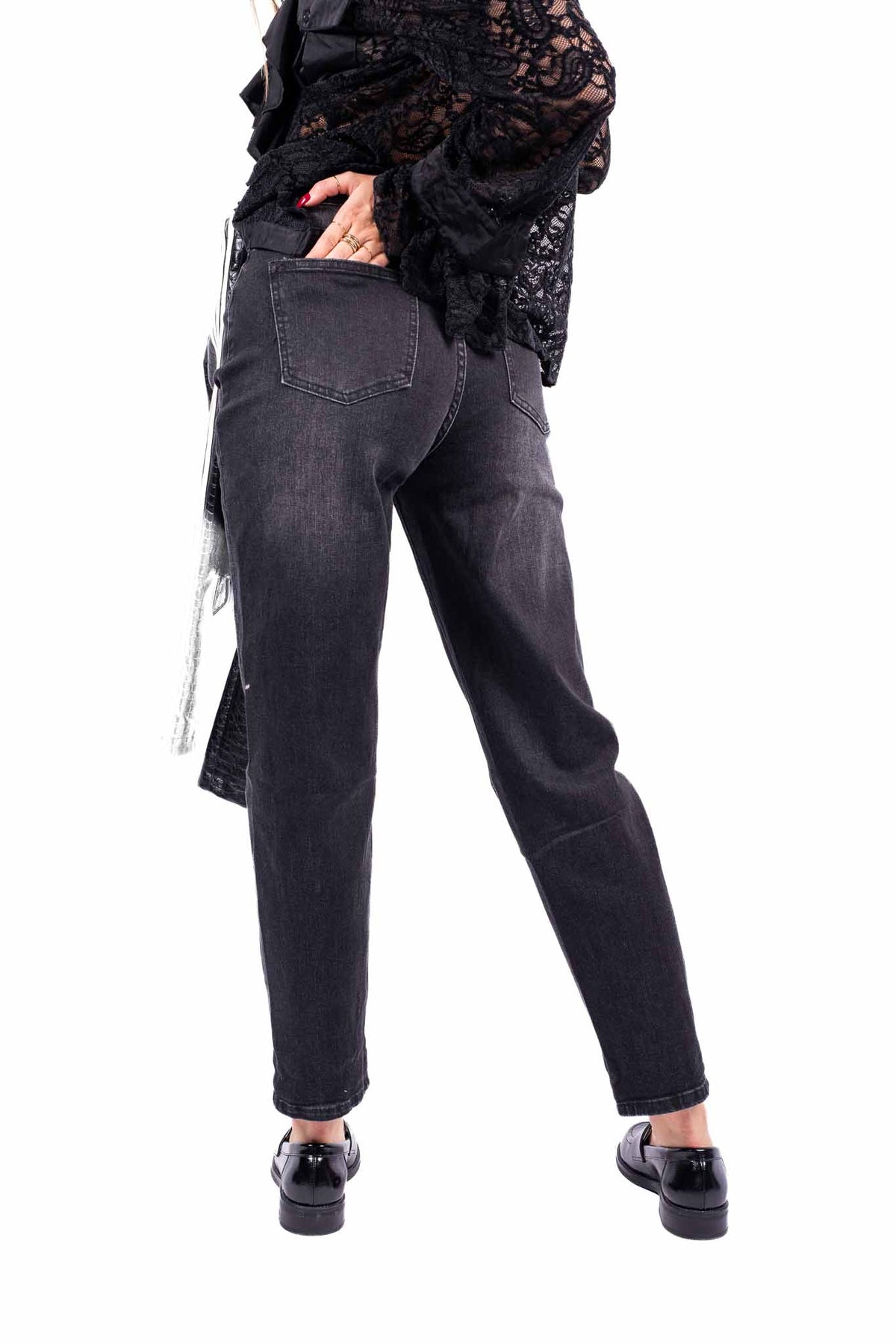 Jeans Mom Fit Nero donna Miss love - 3