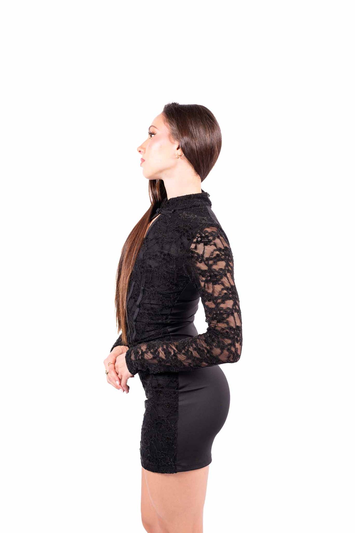 Abito Corto in Pizzo Nero donna Miss love - 5