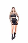 Abito Corto Nero Cut-Out con Coprispalle a Rete di Strass donna Miss love - 1