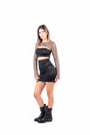 Abito Corto Nero Cut-Out con Coprispalle a Rete di Strass donna Miss love - 3
