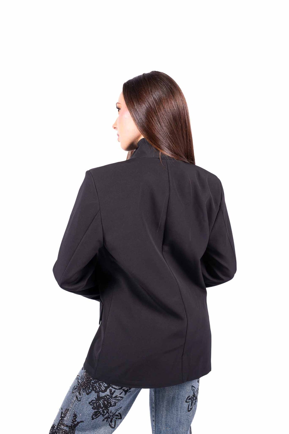 Blazer Nero Sartoriale con Allacciatura Asimmetrica donna Miss love - 4
