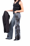 Jeans Wide Leg con Stampe Floreali e Applicazioni Strass donna Miss love - 5