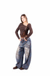 Jeans Barrel Fit con Effetto Degradè e Micro Strass donna Miss love - 1