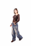 Jeans Barrel Fit con Effetto Degradè e Micro Strass donna Miss love - 5