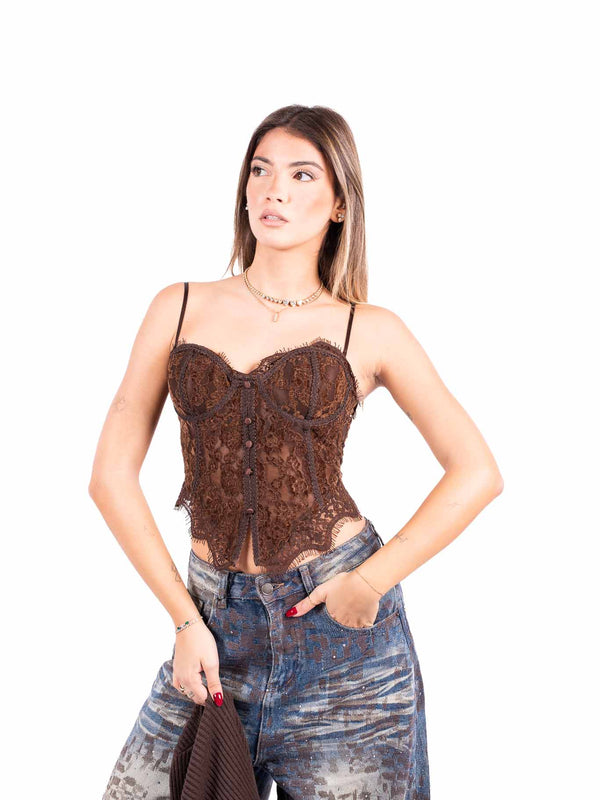 Corsetto in Pizzo Cioccolato da donna Miss love