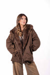 Parka Oversize Marrone con Ecopelliccia donna Miss love - 2