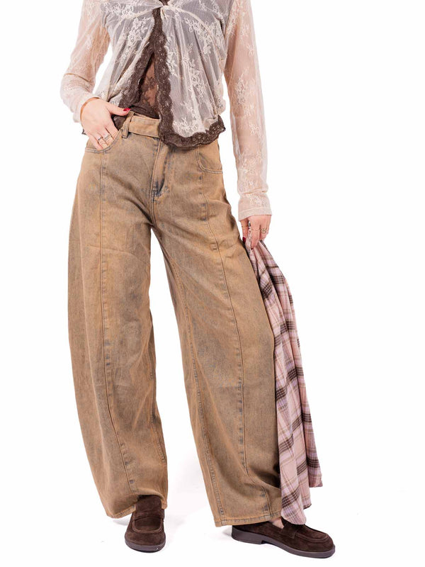 Jeans Wide-Leg SandWashed da donna Miss love