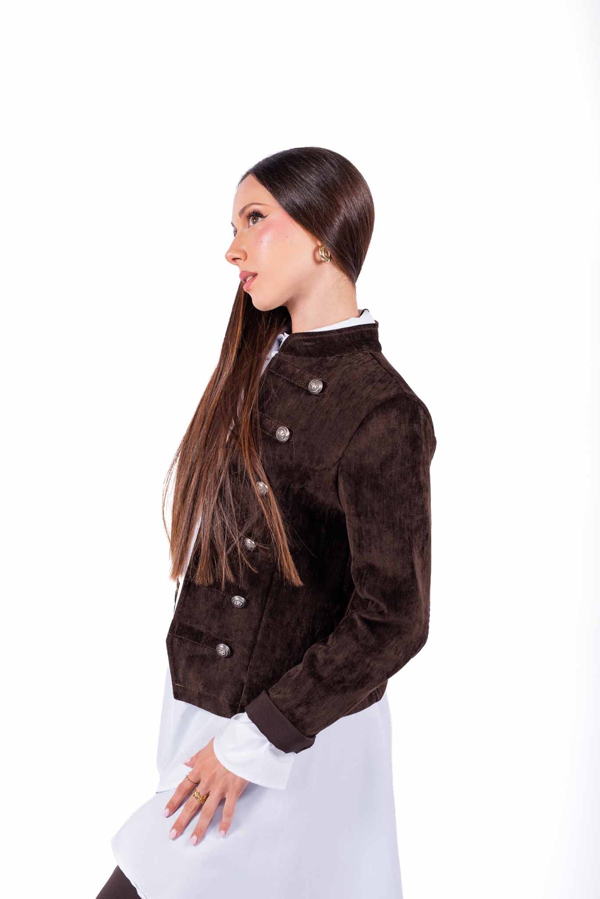 Giacca Napoleone in Velluto Testa di Moro donna Miss love - 4