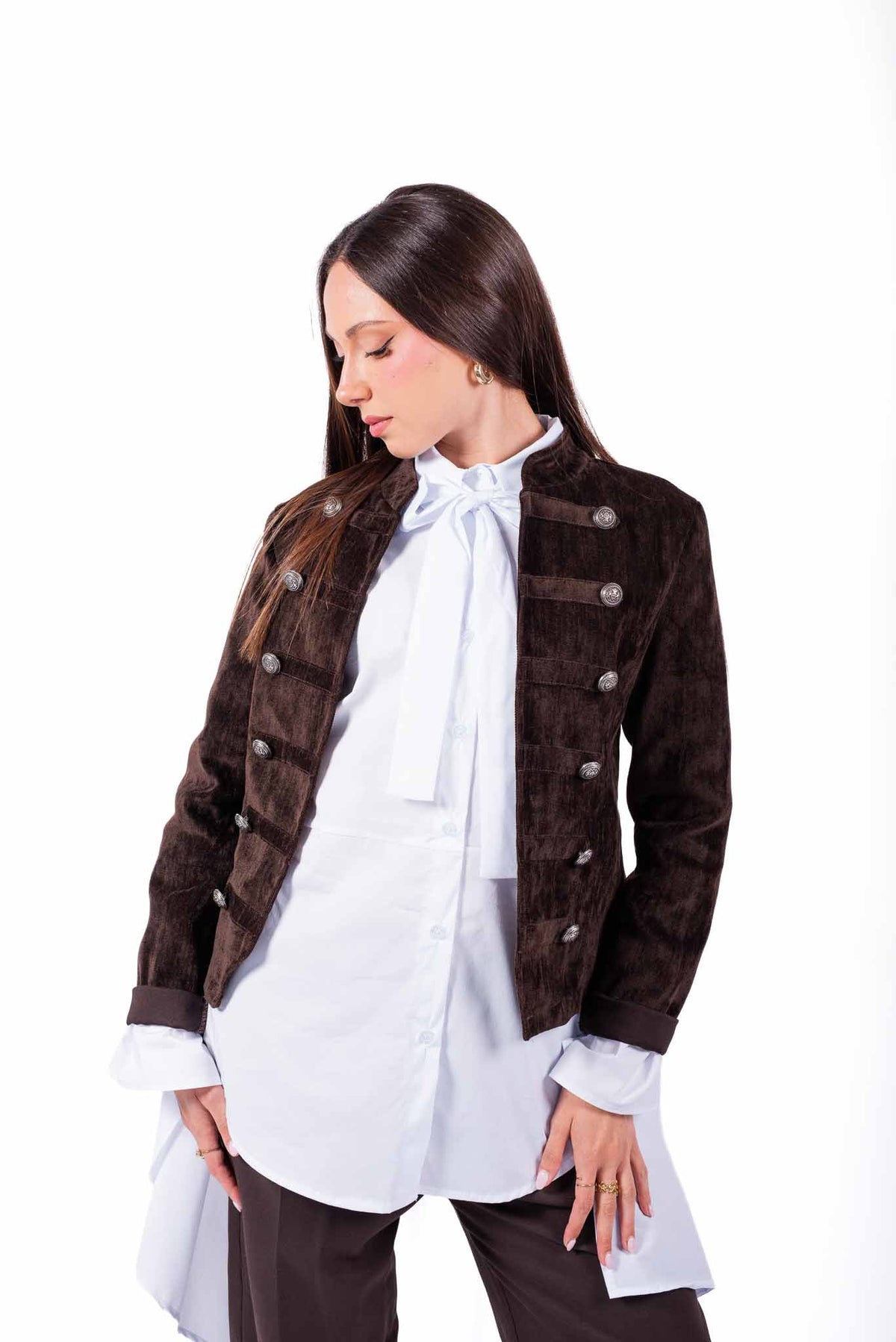 Giacca Napoleone in Velluto Testa di Moro donna Miss love - 1