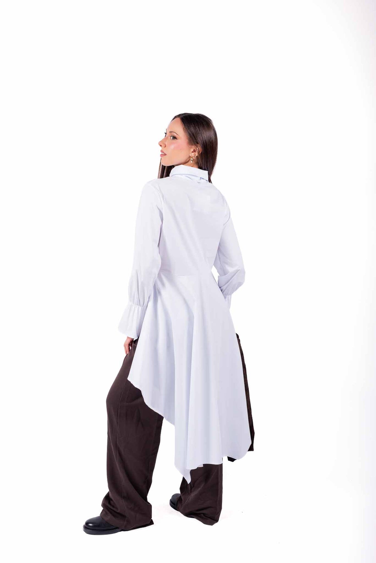 Camicia Lunga Bianca con Fiocco Scarf donna Miss love - 2
