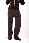 Pantaloni Sartoriali Straight Fit Marroni donna Miss love - 1