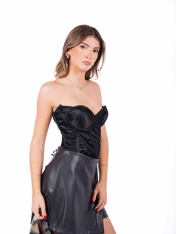 Corsetto Bustier Nero Stringato sul Retro da donna Miss love
