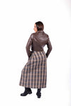 Giacca Biker Crop in Ecopelle Marrone donna Miss love - 5