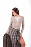 Maglia Serafino Doppio Strato Beige donna Miss love - 1