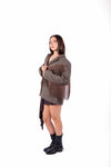 Blazer Tweed Marrone con Frange donna Miss love - 5