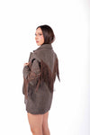 Blazer Tweed Marrone con Frange donna Miss love - 6