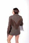 Blazer Tweed Marrone con Frange donna Miss love - 2