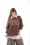 Felpa Oversize con Applicazione Leopardata Cioccolato donna Tensione in - 1