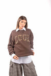 Felpa Oversize con Applicazione Leopardata Cioccolato donna Tensione in - 3