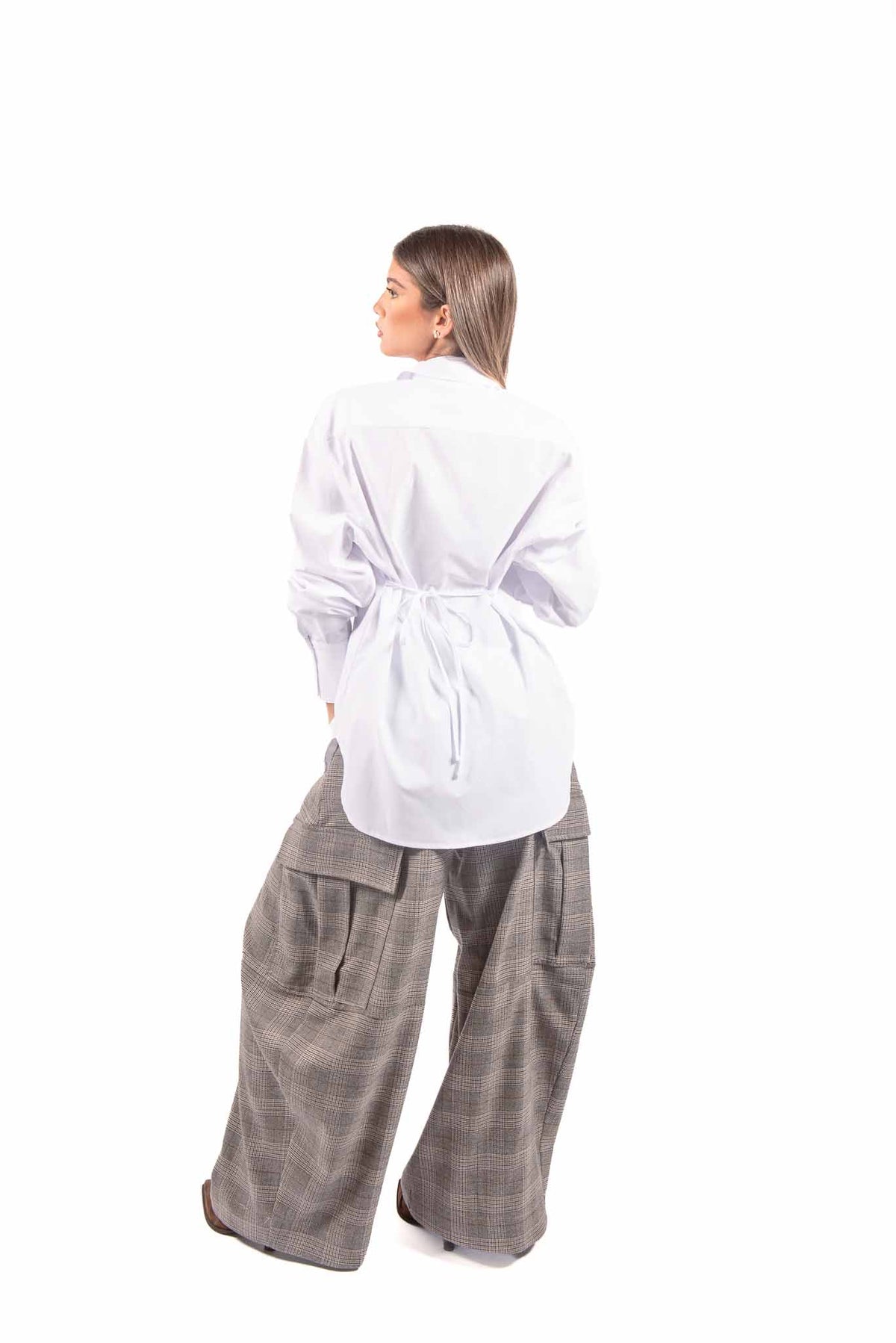 Camicia in Popeline Bianco con Polsini alti donna Tensione in - 3