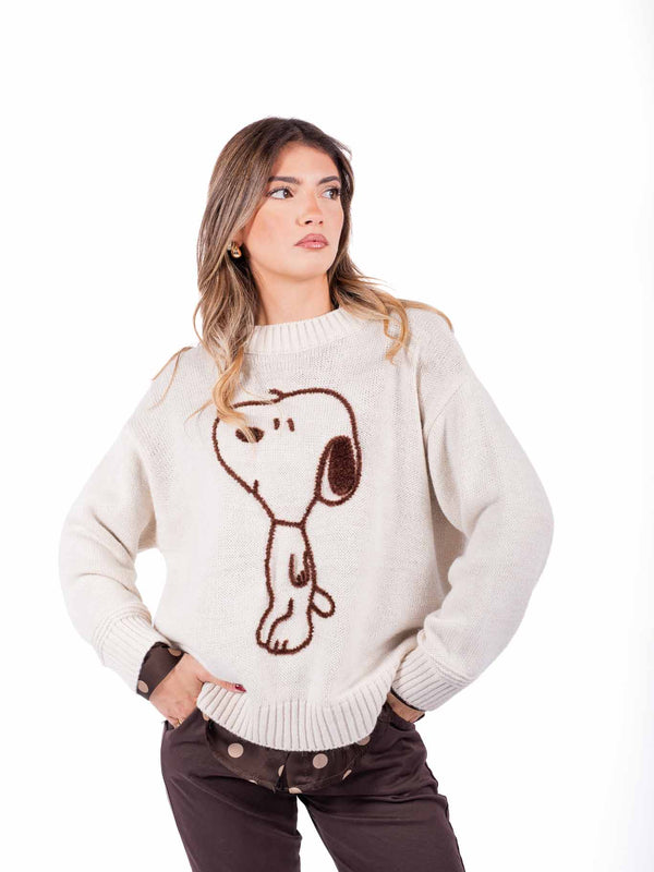 Maglione Panna "Snoopy" da donna Miss love