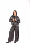 Camicia Crop Ecopelle Nera donna Tensione in - 4