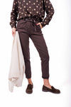 Pantaloni Chino Cioccolato con Cintura Borchiata donna Miss love - 1