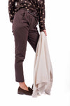 Pantaloni Chino Cioccolato con Cintura Borchiata donna Miss love - 2