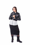 Giacca Biker Crop in Ecopelle Nera donna Miss love - 4