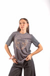 T-Shirt Washed Grigia con Stampa donna Tensione in - 1