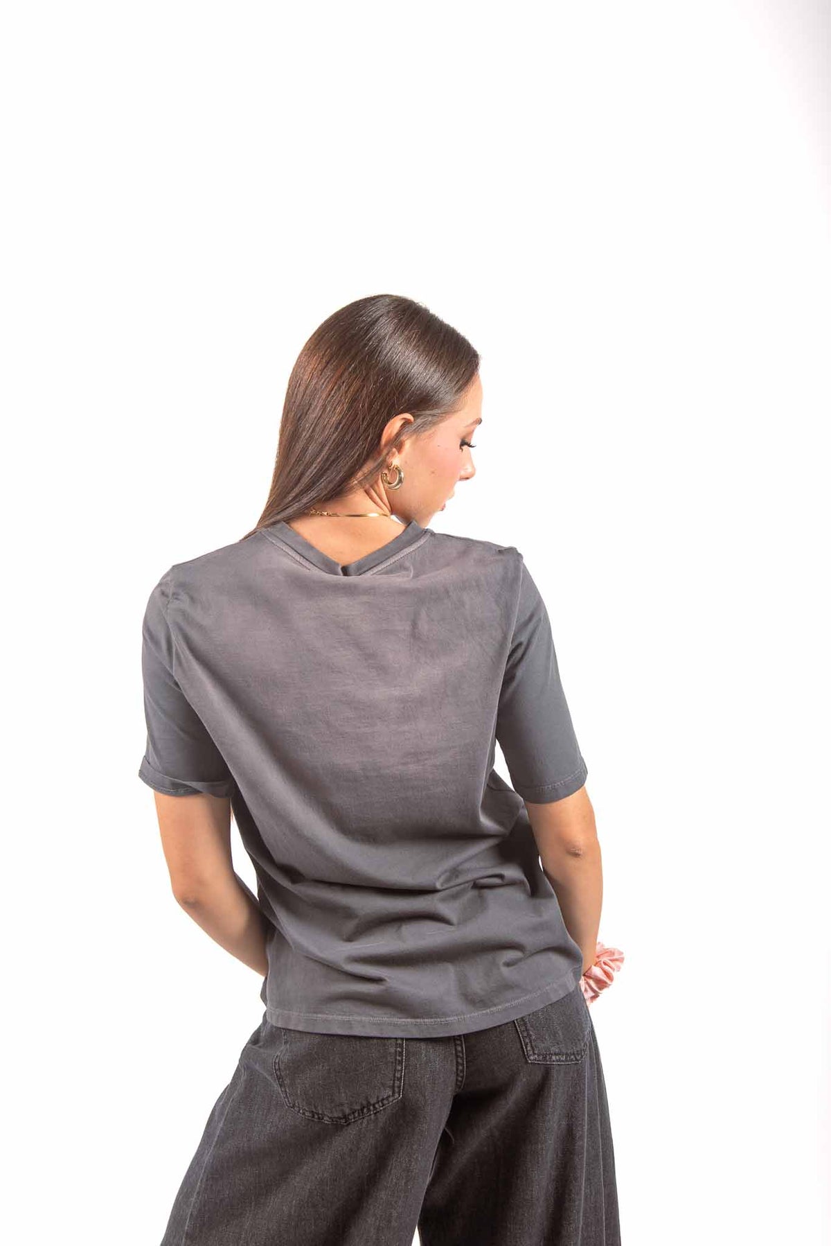 T-Shirt Washed Grigia con Stampa donna Tensione in - 2